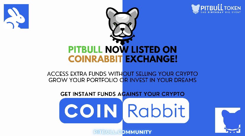 BscPitbull's tweet photo. Easter is just around the corner, what better way to celebrate it than to list on a new exchange? 🐣

Pitbull is now available on @CoinRabbitLoans 🐰

➡️Don't sell your #PIT assets to get extra funds. #HODL #Pitbull with CoinRabbit and get money in 10 minutes https://t.co/tzUE25GO8F