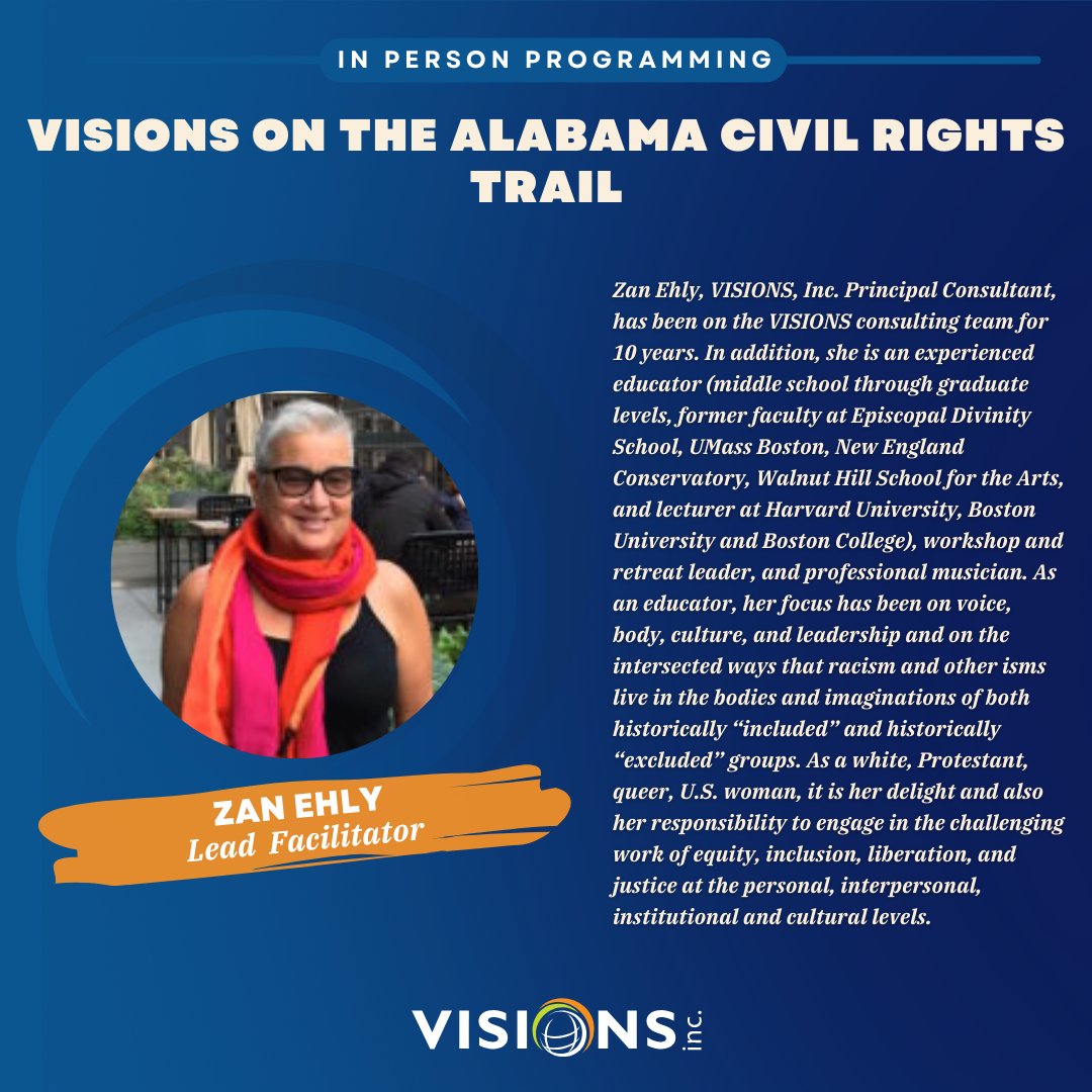 We've extended our early bird pricing a few extra days, but it ends on March 30th - so don't forget to reserve your spot! 

Join VISIONS, Inc. for a unique workshop and tour experience along the Civil Rights Trail in Montgomery, Birmingham, and Selma, Alabama!