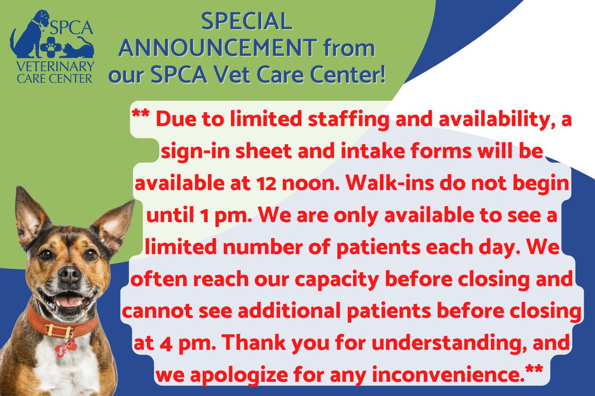SPCAAlbrecht's tweet photo. WE'LL BE OPEN TODAY! Schedule for Mar. for our Vet Care Clinic Walk-In hours &amp; medication pick-ups. Thank you, &amp; hope this month of love will bring you joy! Please call between 9 am-11:45 am Tues-Friday if you have any questions or need to schedule a spay &amp; neuter appointment. https://t.co/3uOKnK2FaR