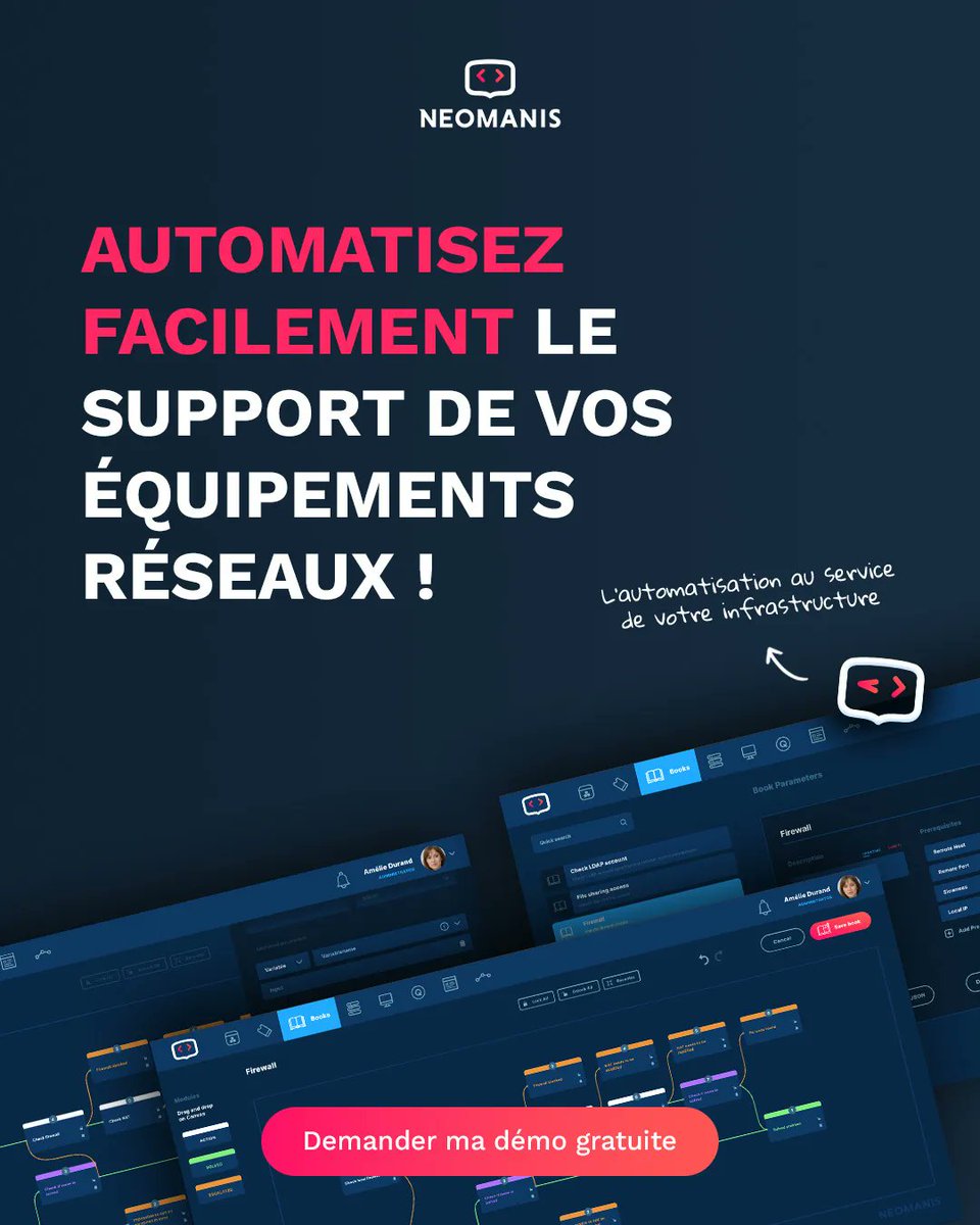 Neomanis_io's tweet photo. 💡 Vous souhaitez automatiser le support de vos équipements réseaux ? 

La solution Neomanis offre aux équipes support la possibilité d’automatiser plus de 30% des demandes/incidents IT ! 

Demandez votre démo gratuite sur notre site internet ! https://t.co/a42BcnnSwb

 #it #dsi https://t.co/Ph8hJn4ddc
