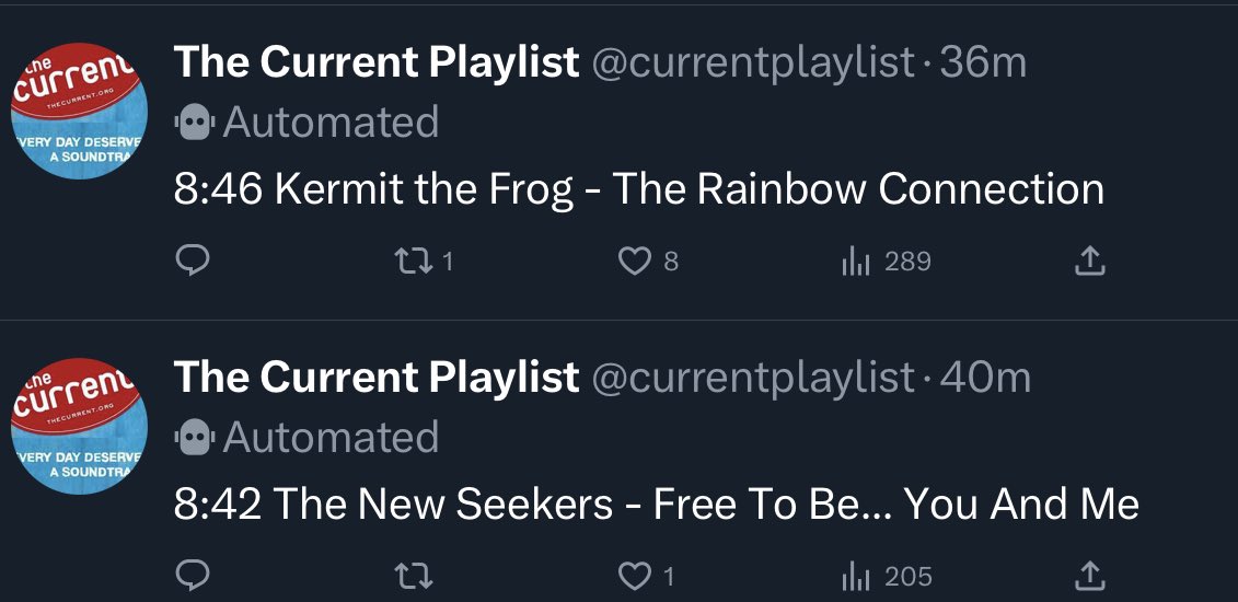 Turned on the radio this morning just in time to hear these two songs back to back, and my morning immediately got 100 times better. Thanks, <a href="/JillRileyRadio/">Jill Riley</a>