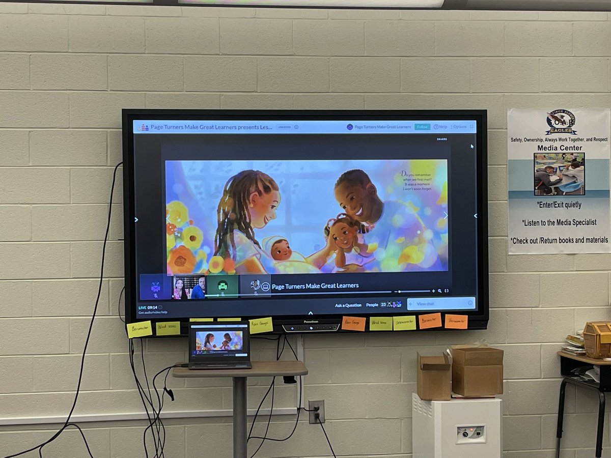 WFinchMedia's tweet image. Happening now @APSFinchEagles! First and second grade scholars meet the authors  @leslieodomjr and @NicoletteKloe and illustrator @momisdrawing!  Thank you @PTMGL for making this experience possible to us! #apsrace2read #welove📚@APSMediaServ @DrTSpencer @_craigasimmons