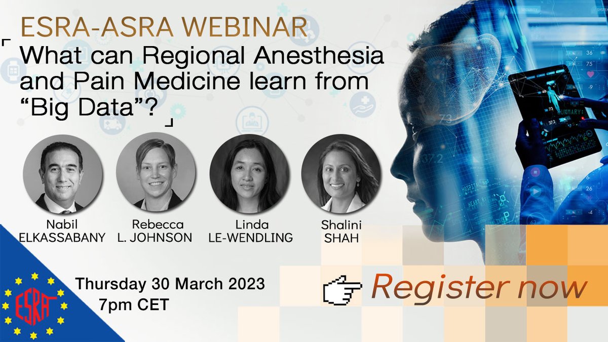 ESRA | European Society of Regional Anaesthesia (@ESRA_Society) on Twitter photo 2023-03-28 14:36:25 D-2 before our first #ESRAwebinar in partnership with @ASRA_Society ๐ค ๐ Thu 30 Mar 7pm CET / 1pm EST ๐ฅ Chaired by @nelkassabany, with @rljohnsonmd, @LeWendling & @ShaliniShahMD ๐ Don't miss it and register now free of charge: us02web.zoom.us/webinar/registโฆ E-see you there! D-2 before our first #ESRAwebinar in partnership with @ASRA_Society ๐ค ๐ Thu 30 Mar 7pm CET / 1pm EST ๐ฅ Chaired by @nelkassabany, with @rljohnsonmd, @LeWendling & @ShaliniShahMD ๐ Don't miss it and register now free of charge: us02web.zoom.us/webinar/registโฆ E-see you there!