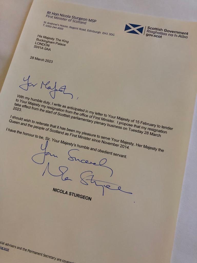 “I have the honour to be, Sir, Your Majesty’s humble and obedient servant.”

#NicolaSturgeon #Resignation
#NoComment #ParcelOfRogues