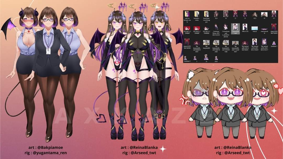 [Helping my friend]
Selling a FULL BODY readytouse Vtuber model

Contents:
1. 3 model + artwork (detail on rep)

Free model adjustment to adjust your needs by the artist itself
Price: $650 (550$ till 1 april) ofc negotiable!
[9:32 PM]
((((Rep twt))))

(1)