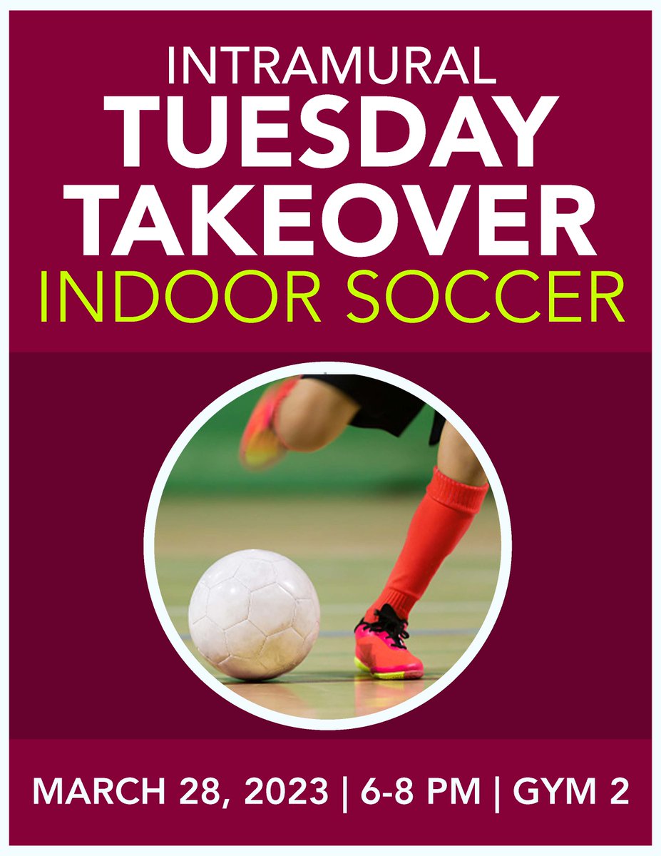 Fmtstateint's tweet photo. Tonight's Tuesday Takeover is Futsal!! โฝ
Come out tonight and play full court Futsal in Gym 2. We are excited to announce we have brand new Select Super Futsal Balls we are breaking out tonight!!
#FalconFun #FalconIntramurals #FaclonCenter https://t.co/jEGppOh9M0