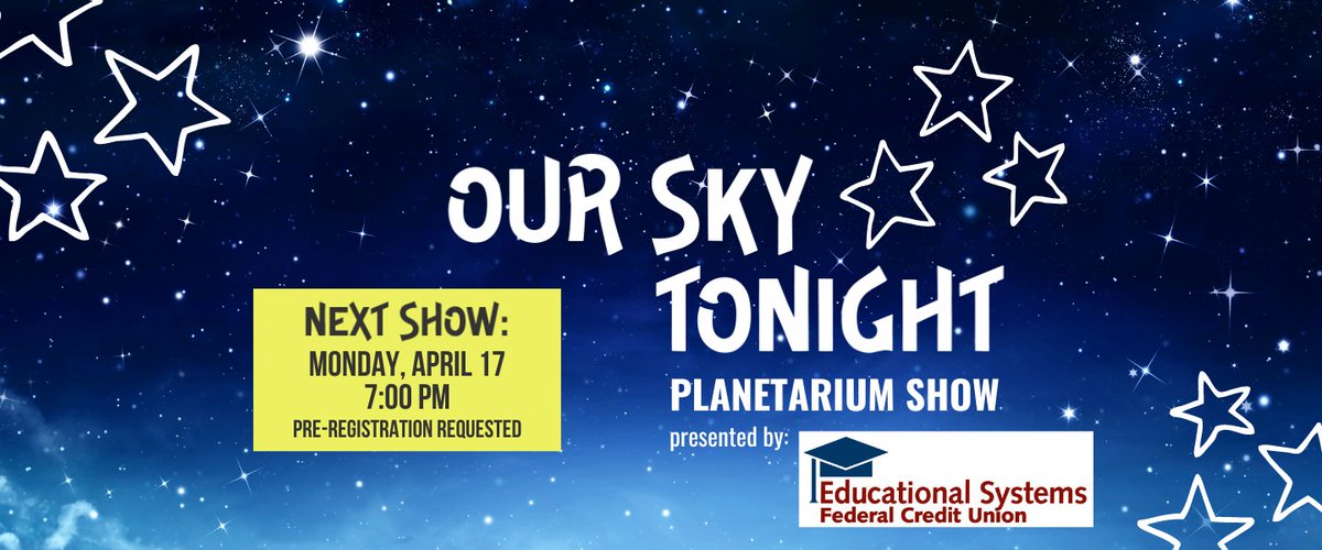 April 17th FREE Planetarium Show Reservations are now available!
Make reservations here: eventbrite.com/e/our-sky-toni…