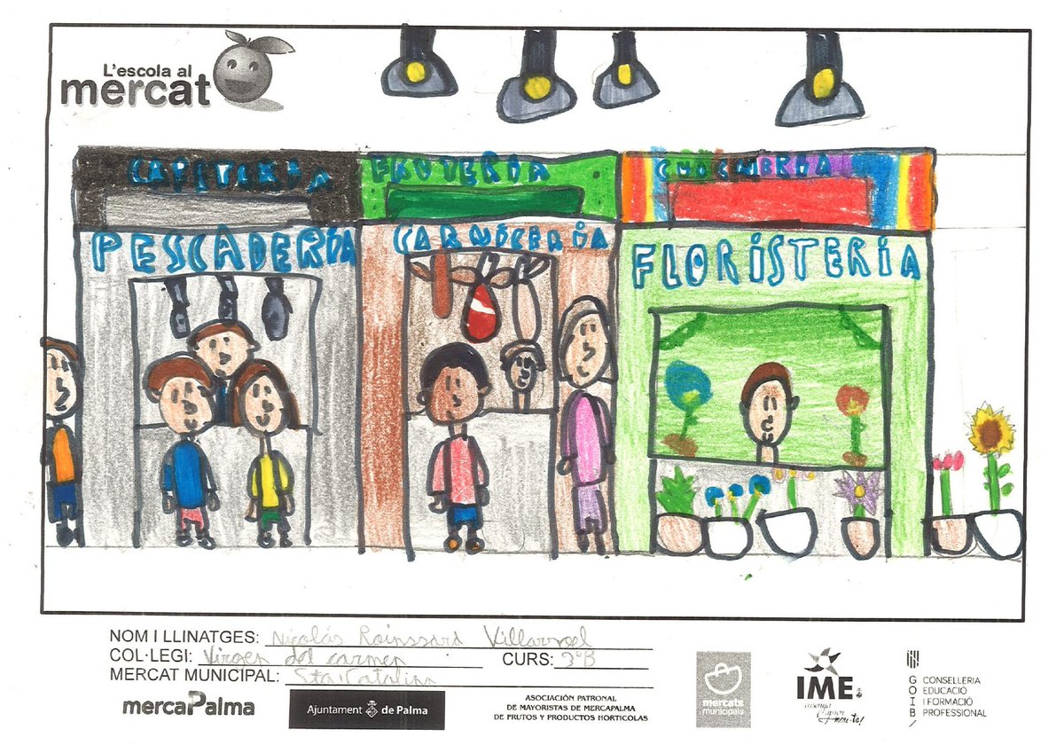 ajuntpalma's tweet photo. L'escola al mercat! 🍊🍎🍇
☺️Hem lliurat cistelles de fruita com a premis als centres escolars més participatius i als millors dibuixos a la plaça del mercat de l’Olivar 📍
👉Aquesta activitat #PalmaEduca arriba aquest curs a 1.735 alumnes de 35 centres escolars de Palma https://t.co/BvuibCri0o