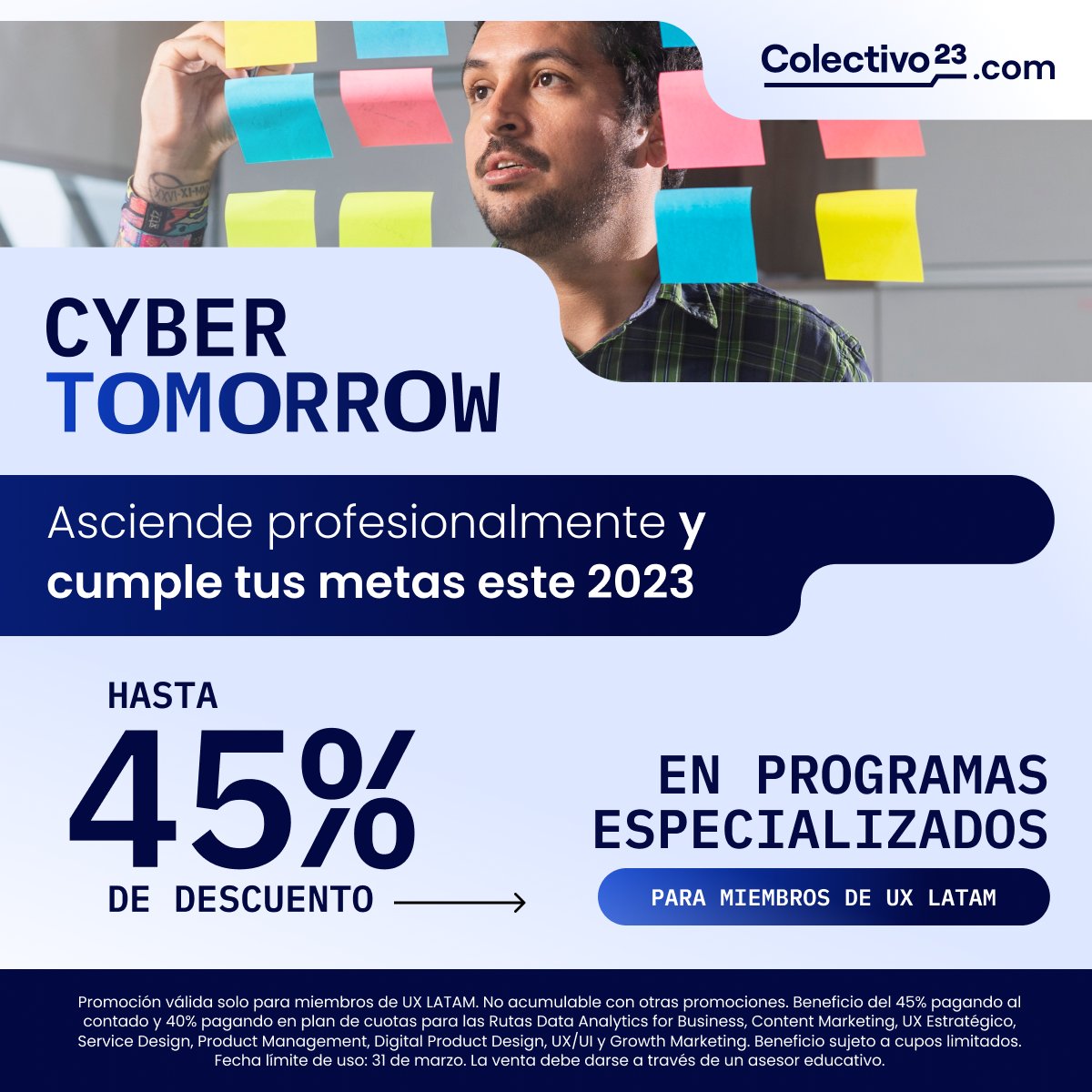 👋 ¡Hola, querida comunidad! Queremos compartir con ustedes un beneficio de hasta 45% dscto en el Cyber de Colectivo23. Podrán aprender junto a distintos líderes de la industria del diseño de LatAm. Digan que van de parte de UX Latam👉 Dale clic aquí: wa.link/i2eua8