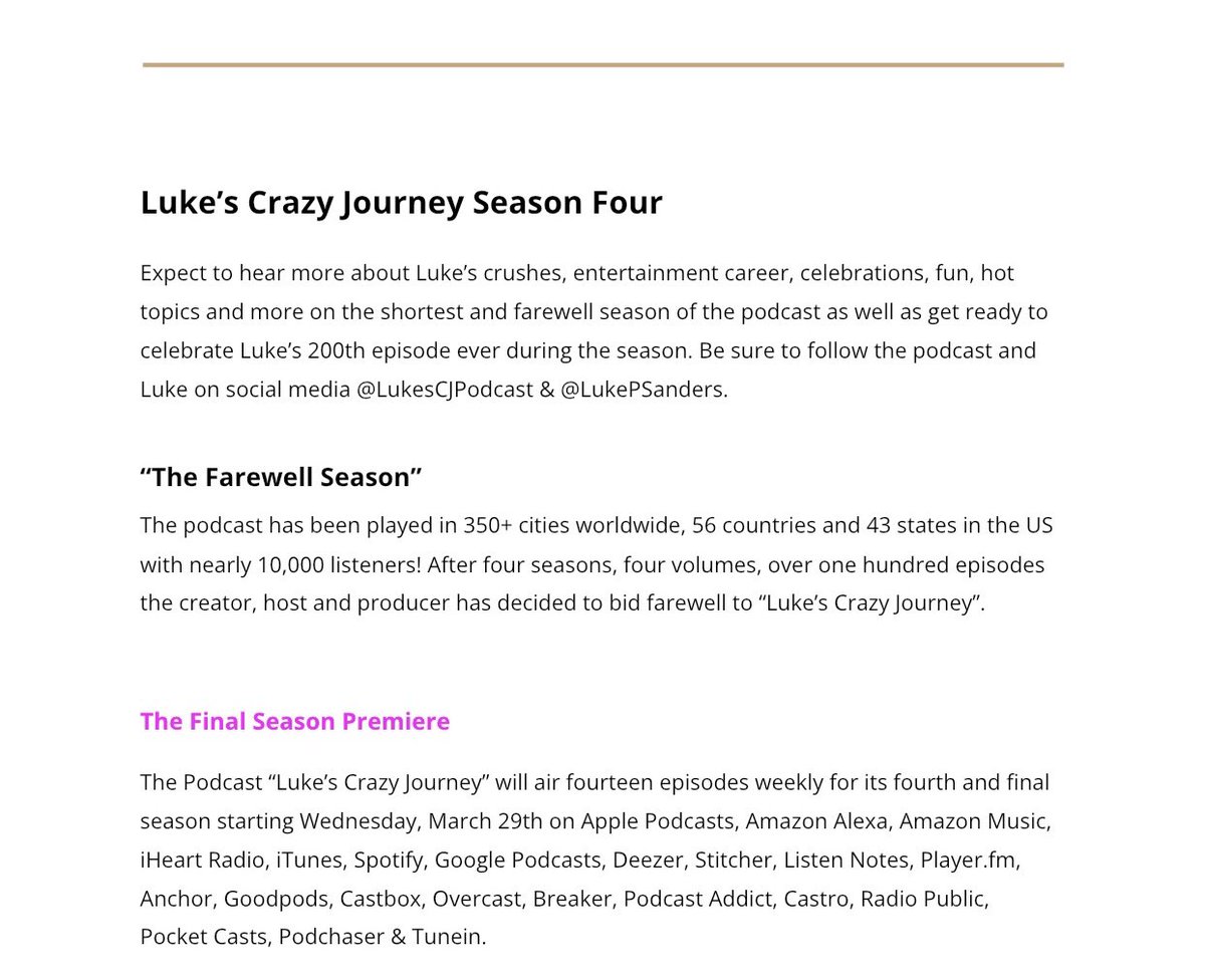LukesCJPodcast's tweet photo. #LukesCrazyJourney final season premieres tomorrow! https://t.co/2NWw8TWdoL