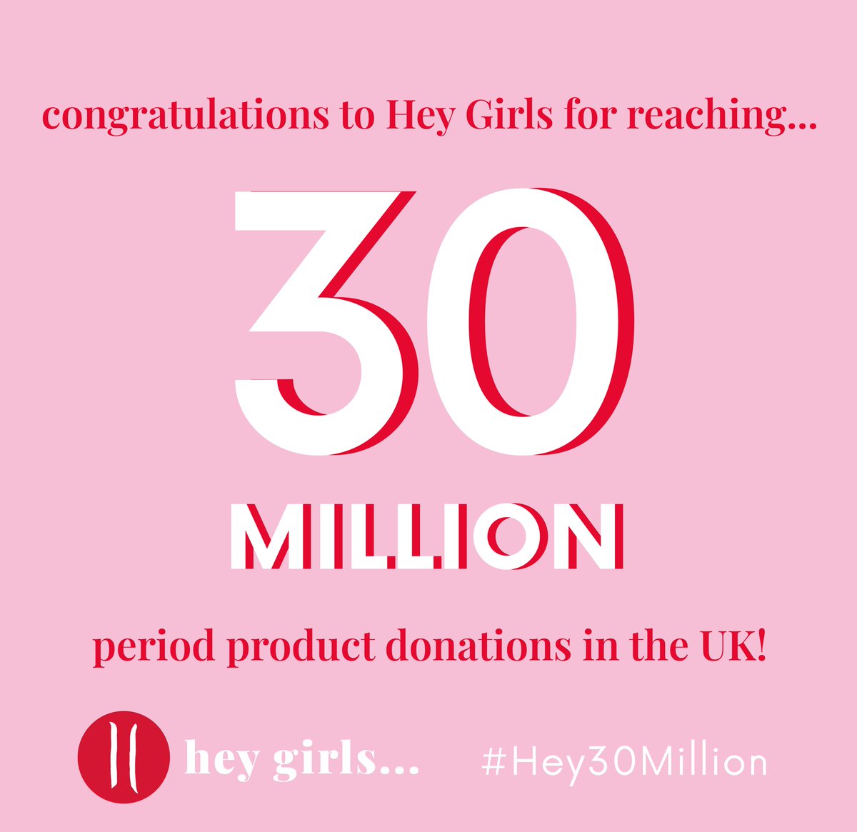 SocEntScot's tweet photo. 30 MILLION DONATIONS! Congratulations to our member organisation @HeyGirlsUK who are celebrating this huge milestone on their 5th birthday today! 🎉

Find out more about Hey Girls’ biggest milestone yet: https://t.co/11iwLidXSU 

#Hey30Million #EndPeriodPoverty #PeriodDignity https://t.co/JePtM5H63S