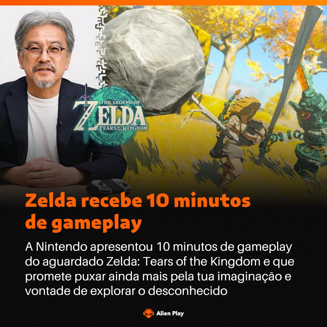 AlienPlay_YT's tweet photo. GAMEPLAY DE ZELDA!
A Nintendo apresentou finalmente um olhar prolongado ao gameplay de The Legend of Zelda: Tears of the Kingdom, que ficará disponível a partir do dia 12 de maio de 2023, confira:

▶️https://t.co/VIWqA2XuL8

#ZeldaTearsOfTheKingdom https://t.co/VhloL8ibet