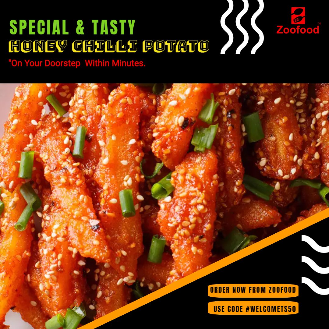 Zoofoodofficial's tweet photo. Craving For Honey Chilli Potato? Now no more! Order from your favourtite restaurants  using code #WELCOMETS50 to get upto Rs. 50 Off ! https://t.co/7p9o8FCrKB