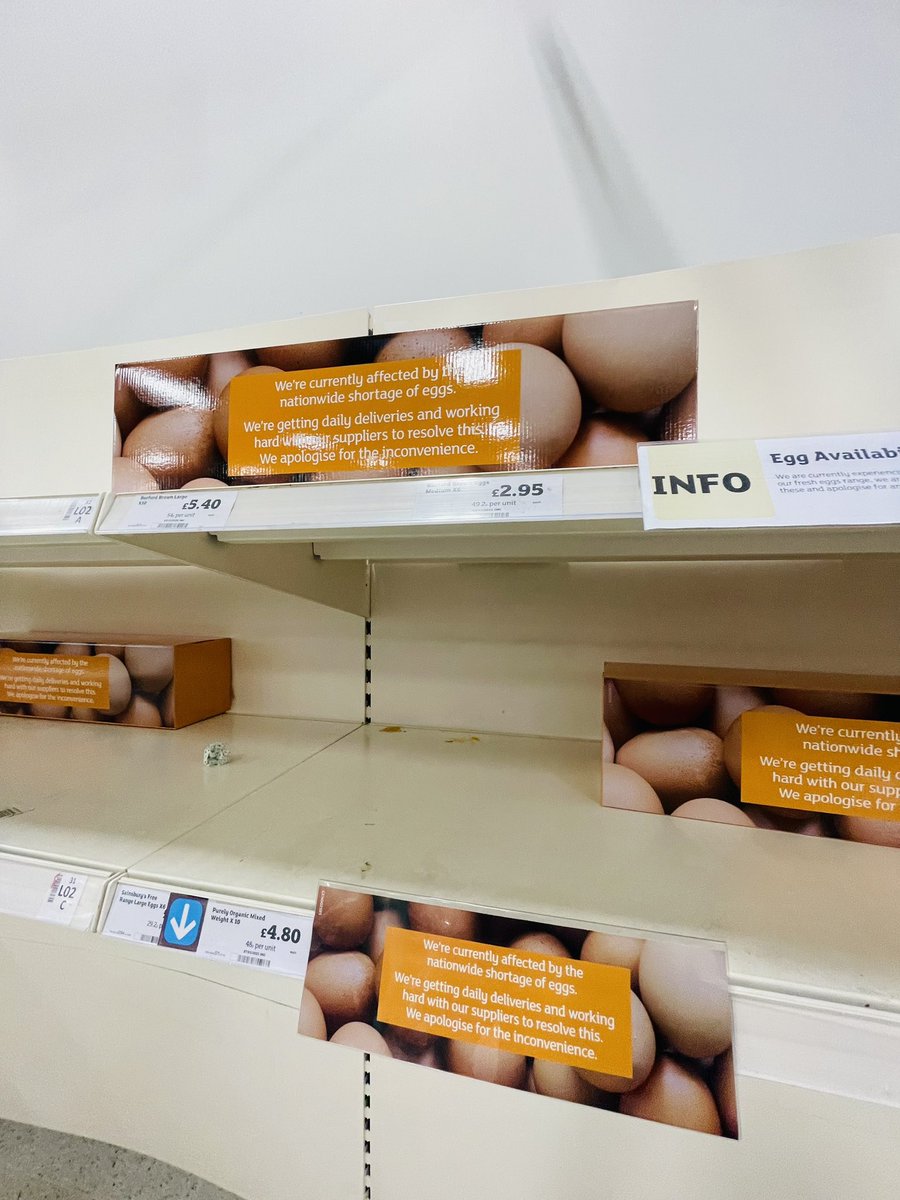 First tomatoes and now No Eggs.

#noeggs #shortage #economy 
<a href="/ladbible/">LADbible</a> <a href="/SkyNews/">Sky News</a> <a href="/BBCNews/">BBC News (UK)</a> <a href="/MailOnline/">Mail Online</a> <a href="/RishiSunak/">Rishi Sunak</a>