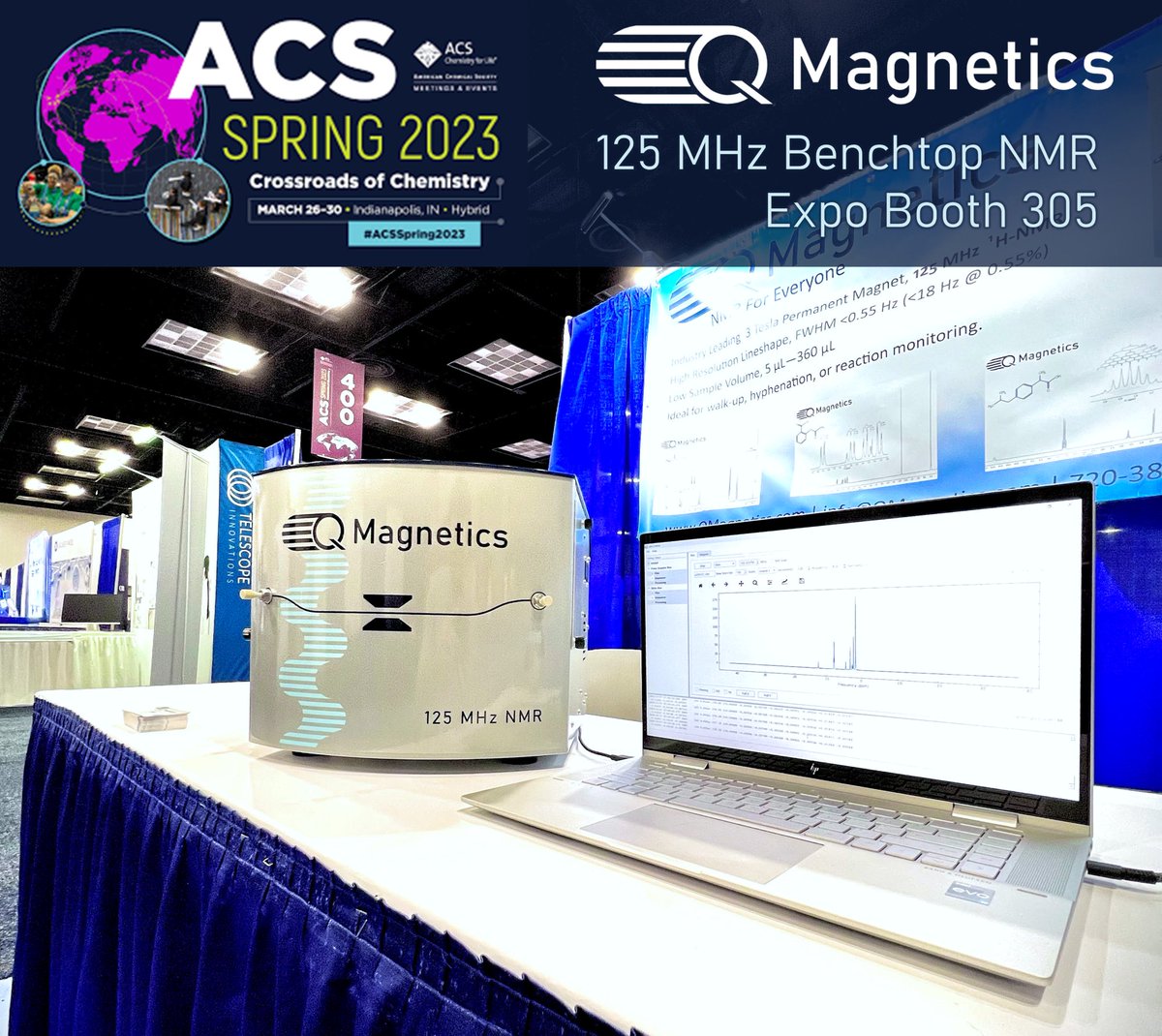 QMagnetics's tweet photo. The second day of the #ACSSpring2023 Expo is about to start. Come check out the only 125 MHz benchtop NMR from Q Magnetics and meet our team at Booth 305.
#benchtopNMR #NMR #chemistry #labequipment #qmagnetics #chemtwitter #NMRchat https://t.co/aNXrDGF0mH
