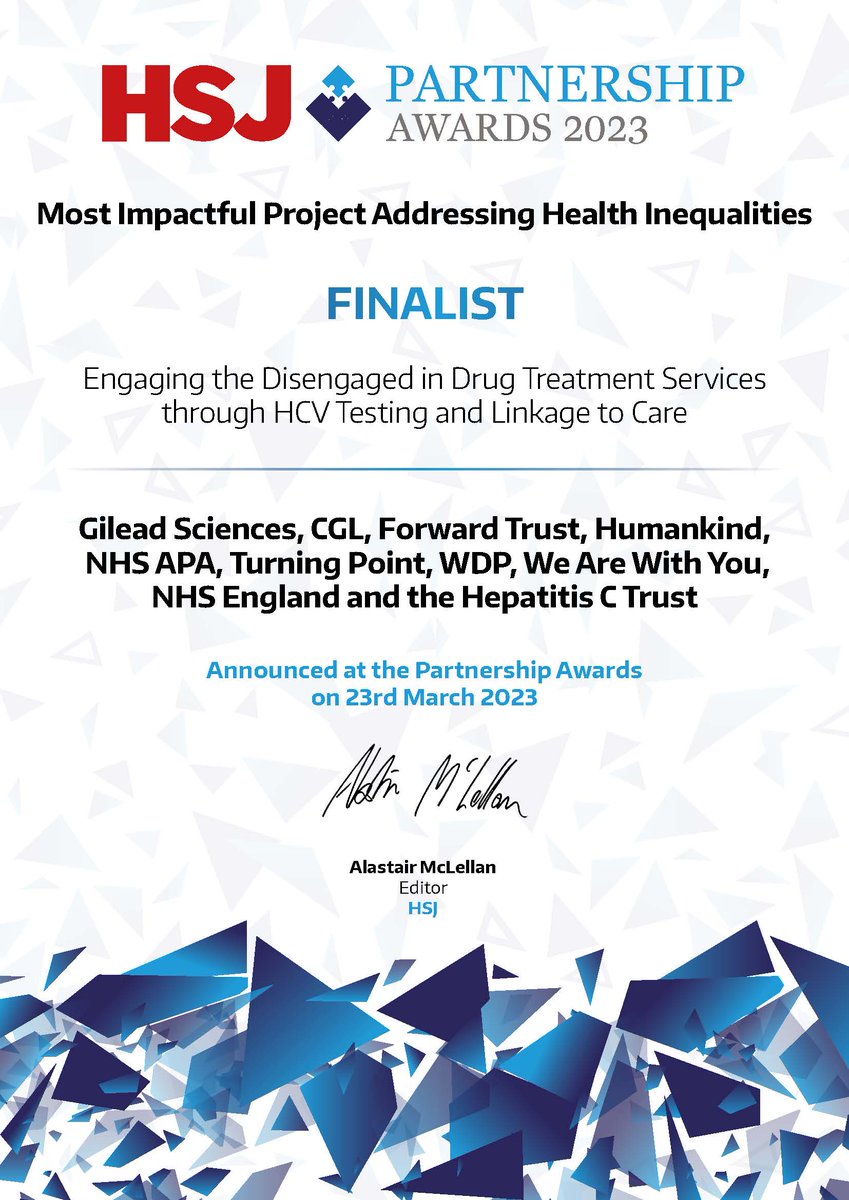 Together, we were also proud to be finalists in the following categories: Most Impactful Project Addressing Health Inequalities and Best Pharmaceutical Partnership with the NHS #HSJPartnershipAwards