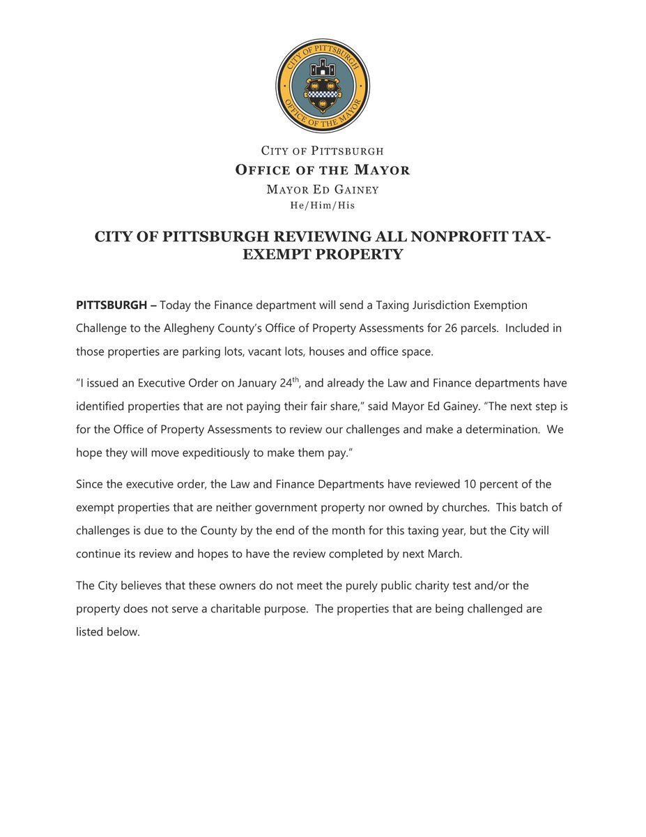 Mayor Ed Gainey on Twitter "Today, the Finance department will send a