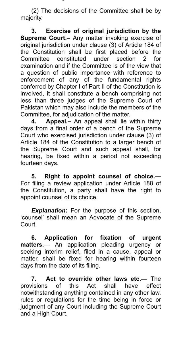 پارلیمنٹ نے سپریم کورٹ کے ازخود نوٹس کے اختیار کو ایک شخص سے لیکر پوری سپریم کورٹ چیف جسٹس کی سربراہی میں قائم تین رکنی کمیٹی کو دینے کے حوالے سے عملی قدم اٹھا لیا ۔۔ کمیٹی میں چیف جسٹس سپریم کورٹ کے ساتھ دو سینئر ترین ججز شامل ہونگے۔