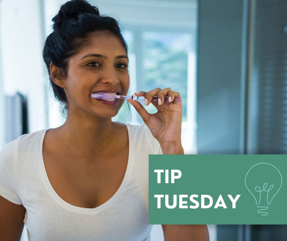 AlaskasDentists's tweet photo. Don’t forget your gums! When brushing your teeth, it’s important to also brush your gums to clean away bacteria. #TipTuesday #TeethTip https://t.co/tmlaQ8HExs