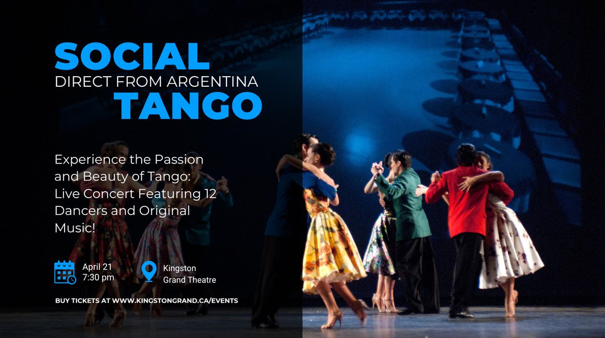 Don't miss out on this mesmerizing audiovisual experience! Production showcases the beauty of dance, photography and cinematic documentary. Featuring 12 live dancers, original music from the Social Tango ensemble. #LiveDanceKingston #grandonstage
