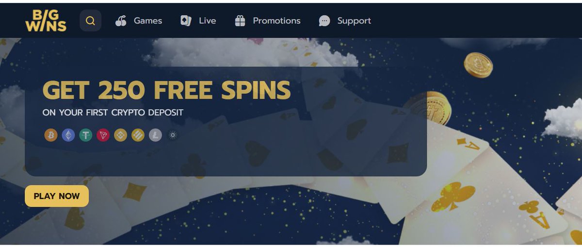Get 250 free spins when you make your first crypto deposit at BigWins Casino! Read the full review here: playcasinos.ca/bigwins-casino/