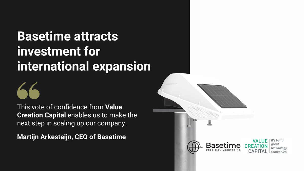 SODAQ joint venture <a href="/Basetime_bv/">Basetime</a> is now backed by leading industry investor Venture Creation Capital! As the expert in the collection of high-precision geodetic data, #Basetime aspires to accelerate the commercial development and company #expansion. Visit hubs.ly/Q01JmSxm0