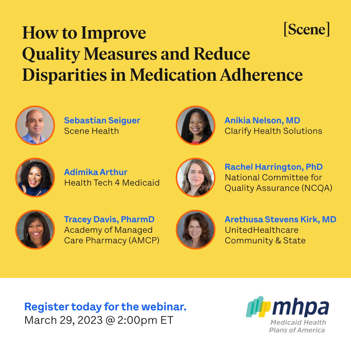 SceneHealth's tweet photo. Join our roundtable hosted by @MHPA to learn why medication adherence metrics need to be more equitable + how we can get there. With guest speakers from @AmCaritas, @UHCCS, @NCQA, @ClarifyHealth, and @HT4Medicaid, you won’t want to miss it! 

Register: https://t.co/Z4SWt5PGei https://t.co/TGULsJP6At
