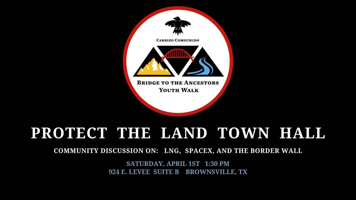 GreenZone__'s tweet photo. Join us and the Carrizo Comecrudo tribe April 1, 2023
Come out and support the community discussions on topics that have a great impact on Brownsville and the RGV
#community #Discussion #SpaceX #BorderWall #Brownsville #RGV956 #Texas #NativeTribe #YouthWalk https://t.co/jePEAQiDCN