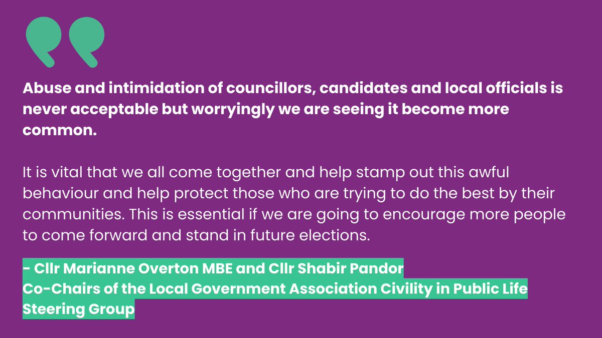 7 in 10 councillors reported experiencing abuse or intimidation in the last year (<a href="/LGAcomms/">Local Government Association (LGA)</a>, 2022).

Have you experienced abuse as an elected representative? 

Enter the #JoCoxCivilityCommission call for submissions to share your perspective and ideas👇
smartsurvey.co.uk/s/28FEB2023/