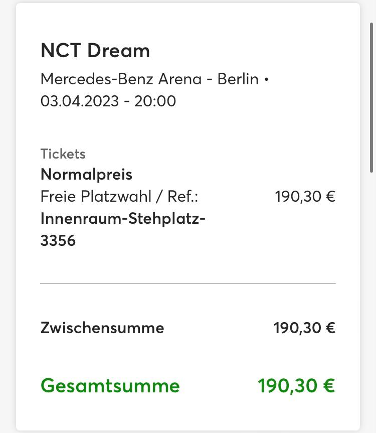 zz29993628's tweet photo. WTS NCT DREAM THE DREAM SHOW 2 IN BERLIN

have:

1 seating ticket block 202

3 standing tickets (2 are more expensive cause they are with insurance)

please write me on twitter or instagram @dfordesperationd if you are interested :)

prices are negotiable!

#nctdreaminberlin https://t.co/vFxlwEDrsa