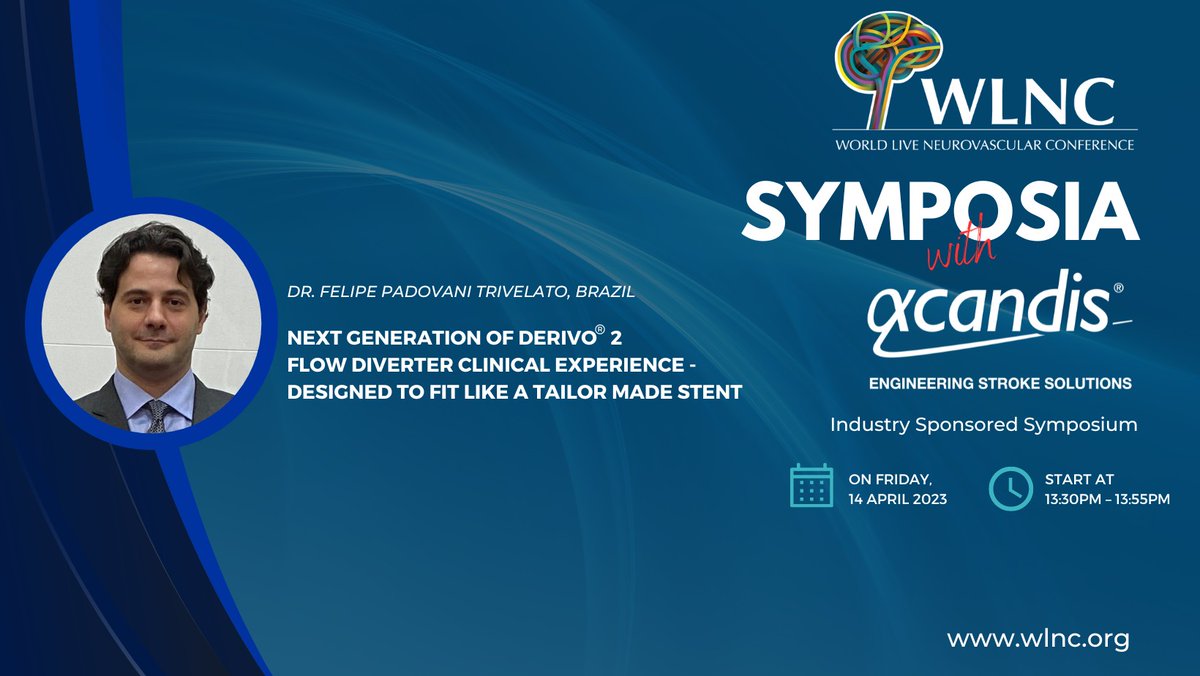 📍Join the <a href="/Acandisgmbh/">Acandis</a> Symposium at the #WLNC2023 in Rio De Janeiro! 

Dr. <a href="/FelipeTrivelato/">Felipe Padovani Trivelato</a> will be speaking on the “Next Generation of DERIVO® 2 Flow Diverter Clinical Experience - Designed to Fit Like a Tailor Made Stent”

📆 April 14, 2023 Friday
