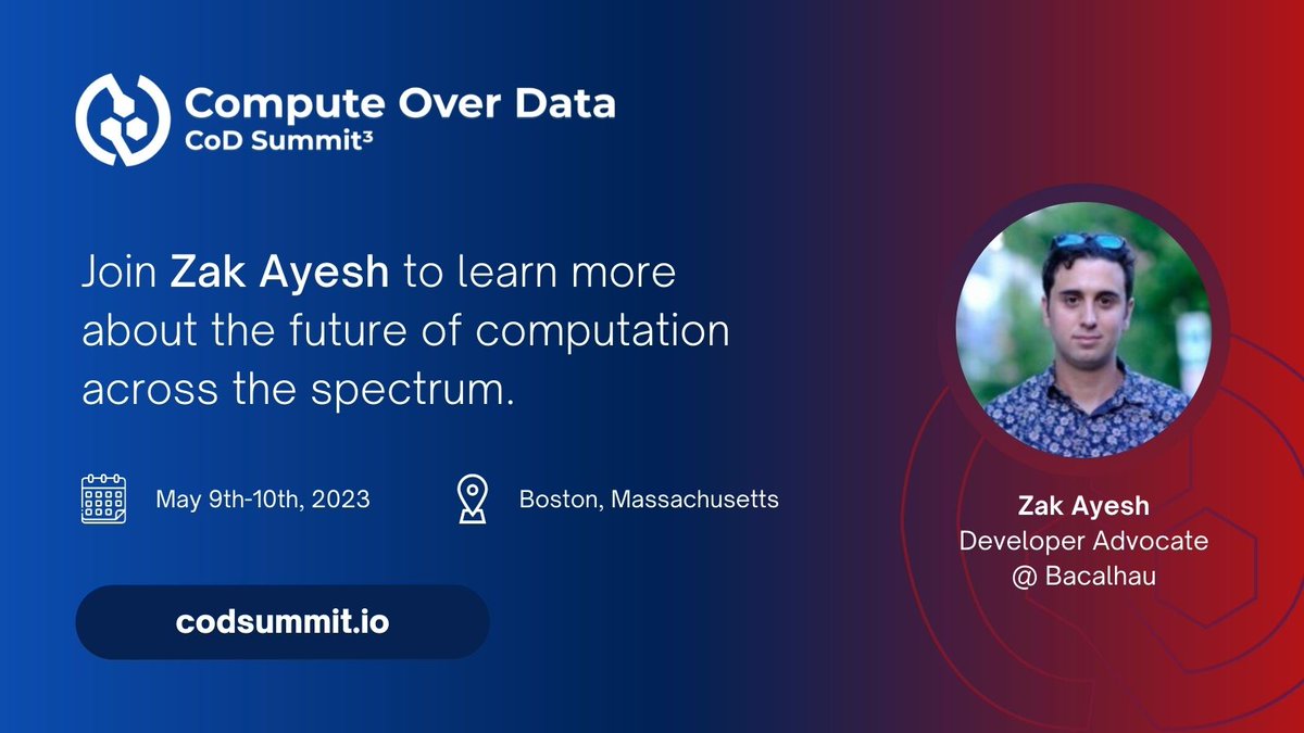📆Save the date! On May 9th-10th, <a href="/ZakAyesh/">Zak Ayesh</a> will be sharing insights on the future of computation at codsummit.io. Don't miss out on this opportunity to learn from one of the best in the field. 
⭐️Register now at lu.ma/codsummit3 to secure your spot at the event