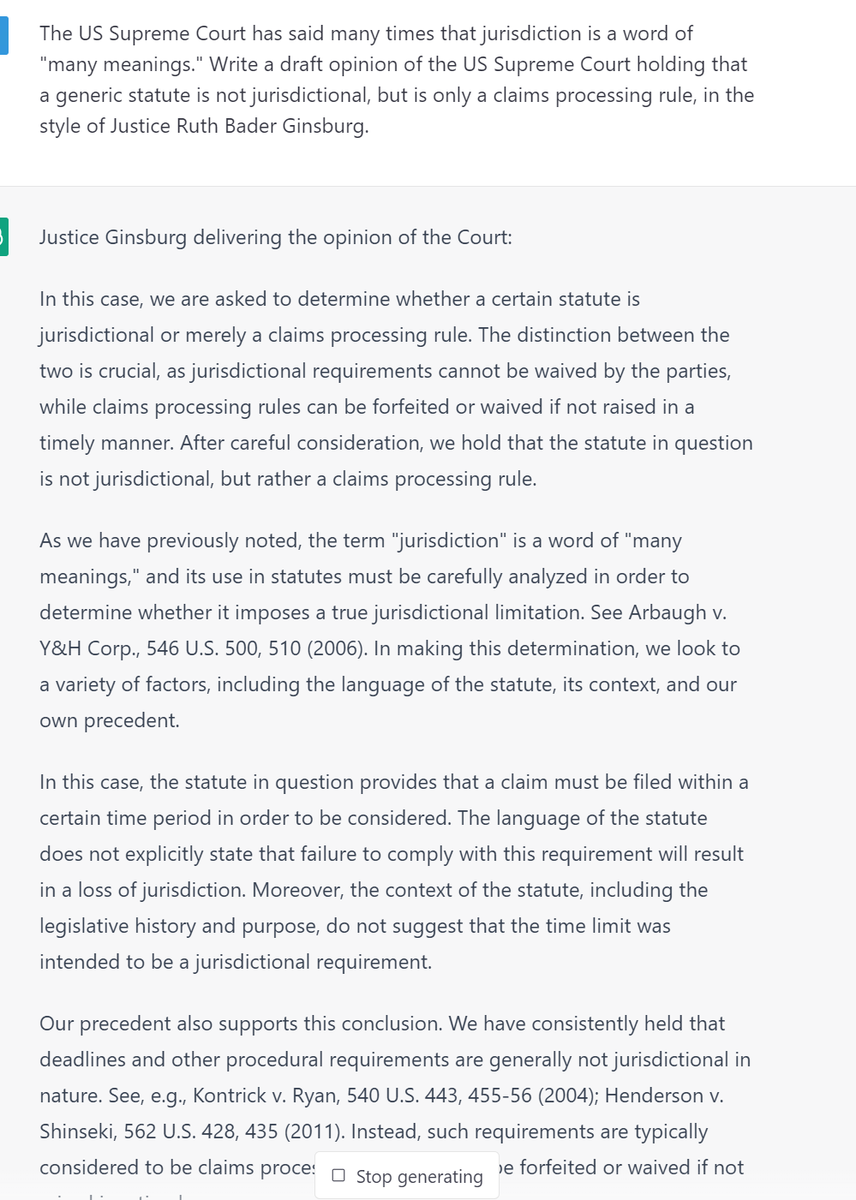 SCOTUS opinions holding that statutory requirements are not jurisdictional have gotten so formulaic that the AI basically has it dead to rights. 

supremecourt.gov/opinions/22pdf…

#AppellateTwitter