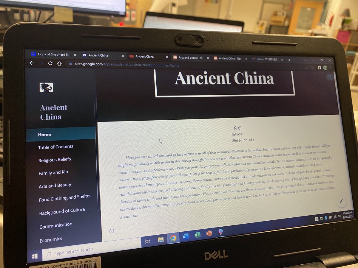 What an unexpected treat to have this group of kids stop by to share their Ancient China website they collaborated on and how they grew from just how to organize their research to organizing their final product!  #fcpspogpol ⁦#fcpspog <a href="/esriley1/">Erica Riley</a>⁩ ⁦<a href="/FCPSR2/">FCPS Region 2</a>⁩