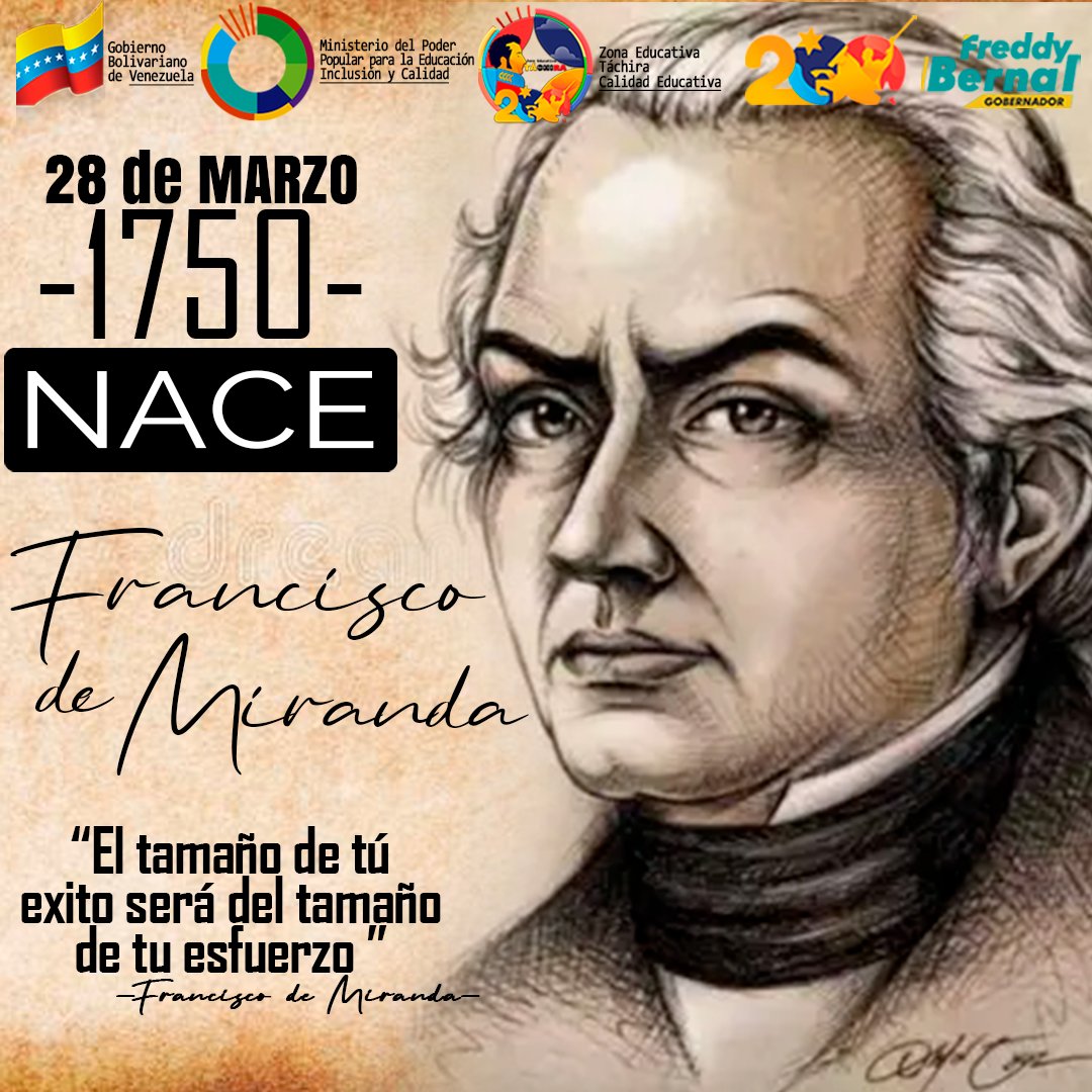 #28MARZO El acuerdo recuerda que Miranda, nacido en Caracas el 28 de marzo de 1750, es el Precursor de la Emancipación Hispanoamericana, conocido como el primer venezolano universal. Es una figura icónica de la historia política y militar de Venezuela.@NicolasMaduro