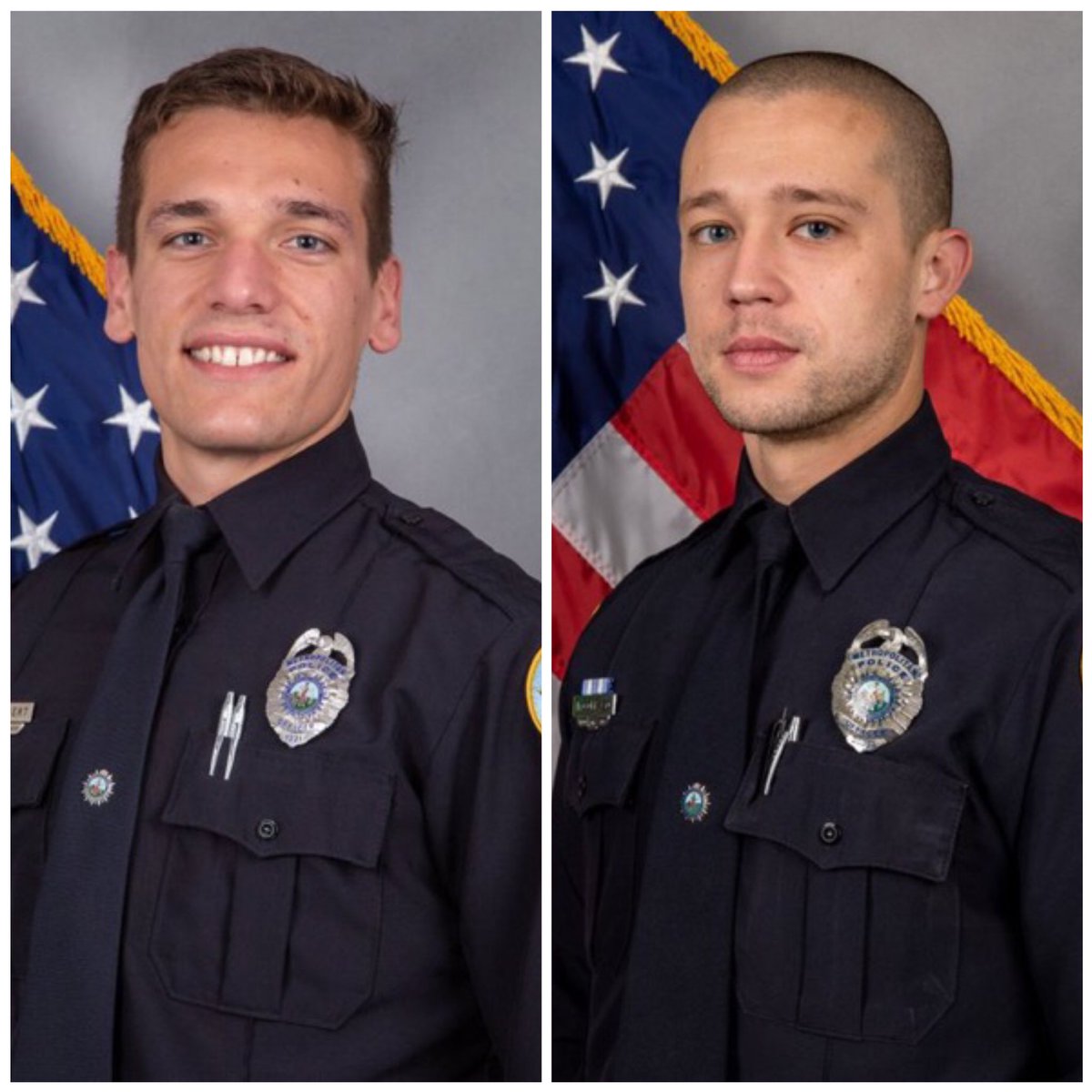 leslibless's tweet photo. If only the cops in Uvalde had the balls these two brave hero’s have! 
Nashville Officer’s Michael Collazo and Officer Rex Englebert never hesitated when they heard shots. They ran to them to save the children https://t.co/rE77CrpXzD