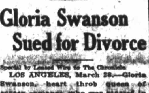100YearsAgoNews's tweet image. March 28, 1923: Gloria Swanson, “heartthrob queen of screen romances,” is sued for divorce by her husband, producer Herbert Somborn. He accuses her of desertion and cites 14 instances of adultery on her part, including an affair with director Cecil B. DeMille. 1/2