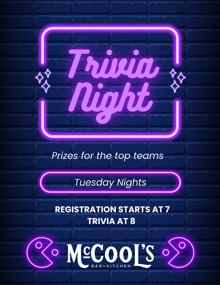 Taco Tuesday! 

Open at 11am

Deluxe Tacos on deck: Bang Bang Shrimp, Jacked Carnitas, Buffalo Chicken

Trivia tonight registration starts at 7 Trivia at 8