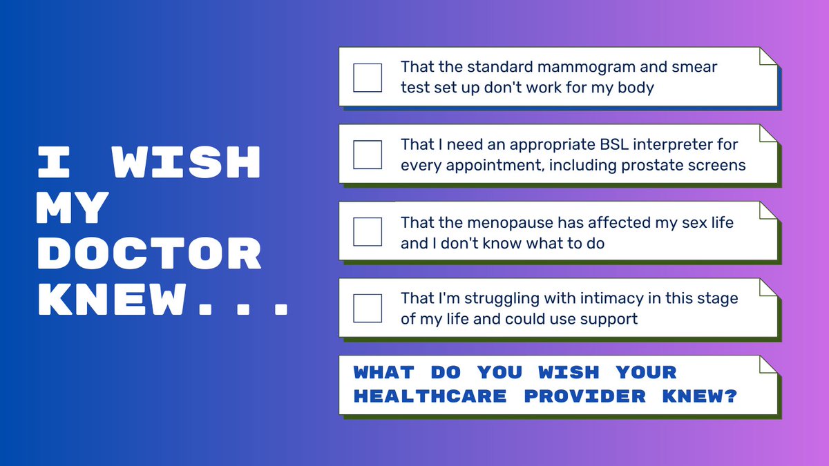 Sexual health can mean a lot of things -- got suggestions to improve healthcare experiences of adults 45+ in the UK?

Share them with us today! shoar.co.uk