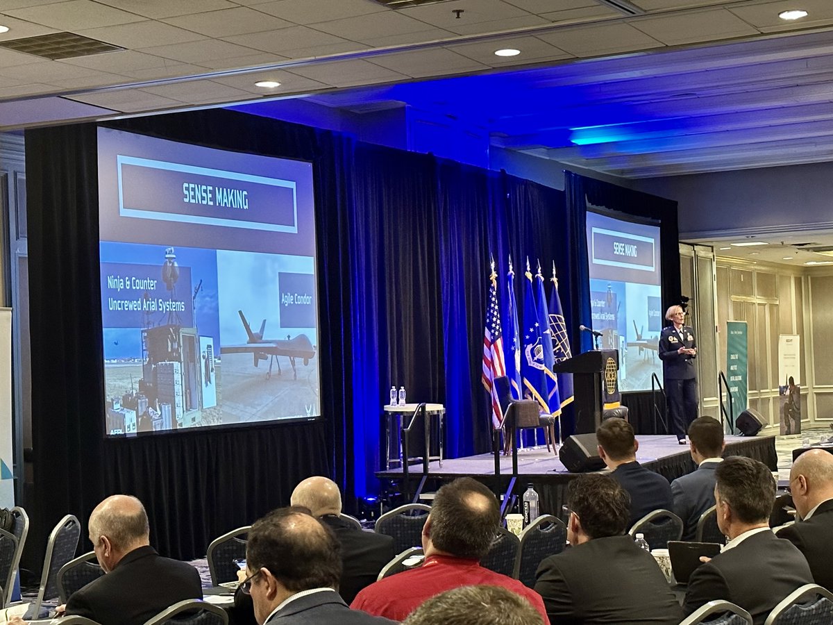 AFCEA_LEXCON's tweet photo. “We must accelerate Building &amp; Integrating Tomorrow’s Digitally Woven Battlespace.” Thank you, Major General Heather Pringle, Commander, @AFResearchLab, for the great talk covering a range of AFRL efforts from Agile Condor to NINJA and C-UAS #NewHorizons2023 https://t.co/NrIZtnFQkK
