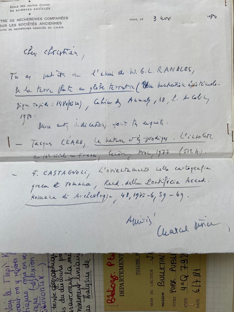 LieuxDeSavoir's tweet photo. Dans mon carnet de recherche, ce mot de Marcel #Detienne me donnant des pistes bibliographiques (c'est plus personnel que les mails d'aujourd'hui). Il s'est trompé sur le prénom de Céard: Jean, pas Jacques (3/4) https://t.co/C2o6Yx4DLF