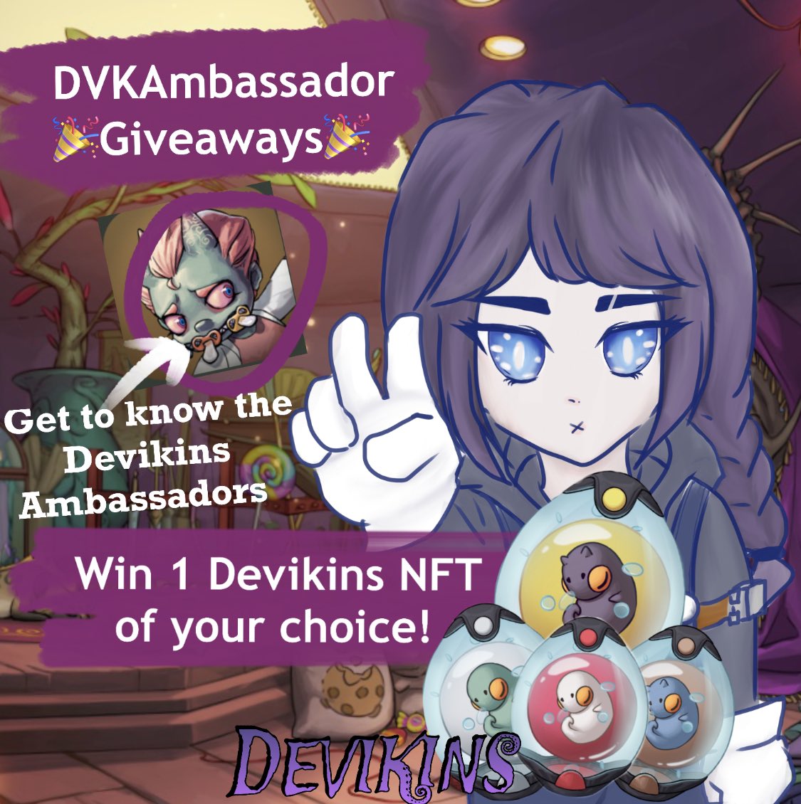 [1/2]
Hi #Devikinians! 😈

“Get to know the #official #DVKAmbassadors of <a href="/devikins_game/">Devikins</a>!”🎮

#Win #DevikinsNFT and  $DVK!🎉🎮

How to Join:
Answer this⬇️

1. If you visit the #Voidverse and meet one of them, what will you ask about #Devikins to help the #community?

#NFTGiveaways