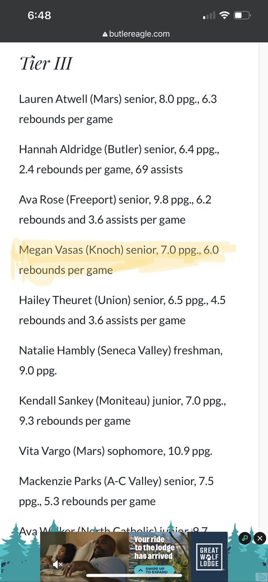 Congratulations to our 3 senior captains for making the 🏀 Butler Eagle Girls Basketball Honor Roll 🏀

Nina Shaw (Player of the Year and Tier 1)

Hattie McGraw (Tier 2) 

Megan Vasas (Tier 3)

Well deserved! 🎉

<a href="/NinaShaw01/">Nina Shaw</a> <a href="/HattieBuckets/">Hattie McGraw</a> @BESportsGuys