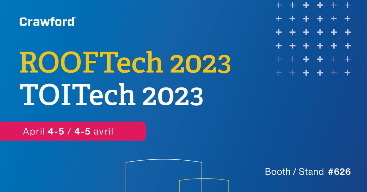 Crawford_Canada's tweet image. We will be attending the annual #ROOFTech2023 tradeshow, starting April 4th at the International Centre in Toronto.   

Stop by booth #626 to speak to one of our experts! informaconnect.com/rooftech/