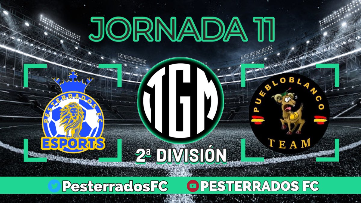 PesterradosFC's tweet photo. Esta noche:

🏆@Ace_espanaa 🔵🔵
🗓️2ªDIVISIÓN | Jornada 5 |
⏰22:00H
🆚@HISPANIAPES 

🏆@Liga_TGM ⚫️🟢 
🗓️2ª DIVISIÓN | Jornada 11 |
⏰22:20H
🆚@PuebloblancoC 

Síguenos en 🔴DIRECTO a través de nuestro canal de YouTube📡:
📺PESTERRADOS FC

#FIFA23 #ClubesPro #11vs11 https://t.co/UjNXOvcu5Y