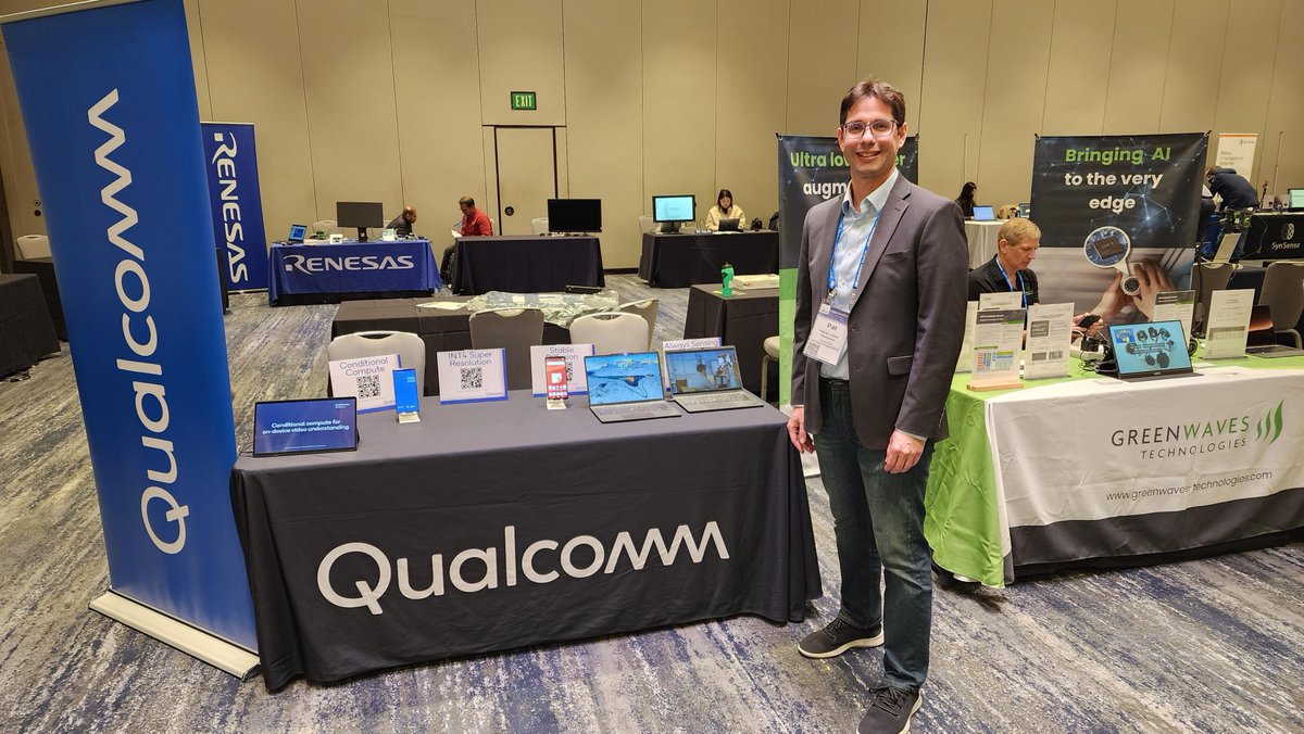 QCOMResearch's tweet photo. If you are at #tinymlsummit these days, visit the @Qualcomm booth to check out our latest on-device #AI demos. More info here: https://t.co/KpBNQ5X91J https://t.co/18qwyCKr9h