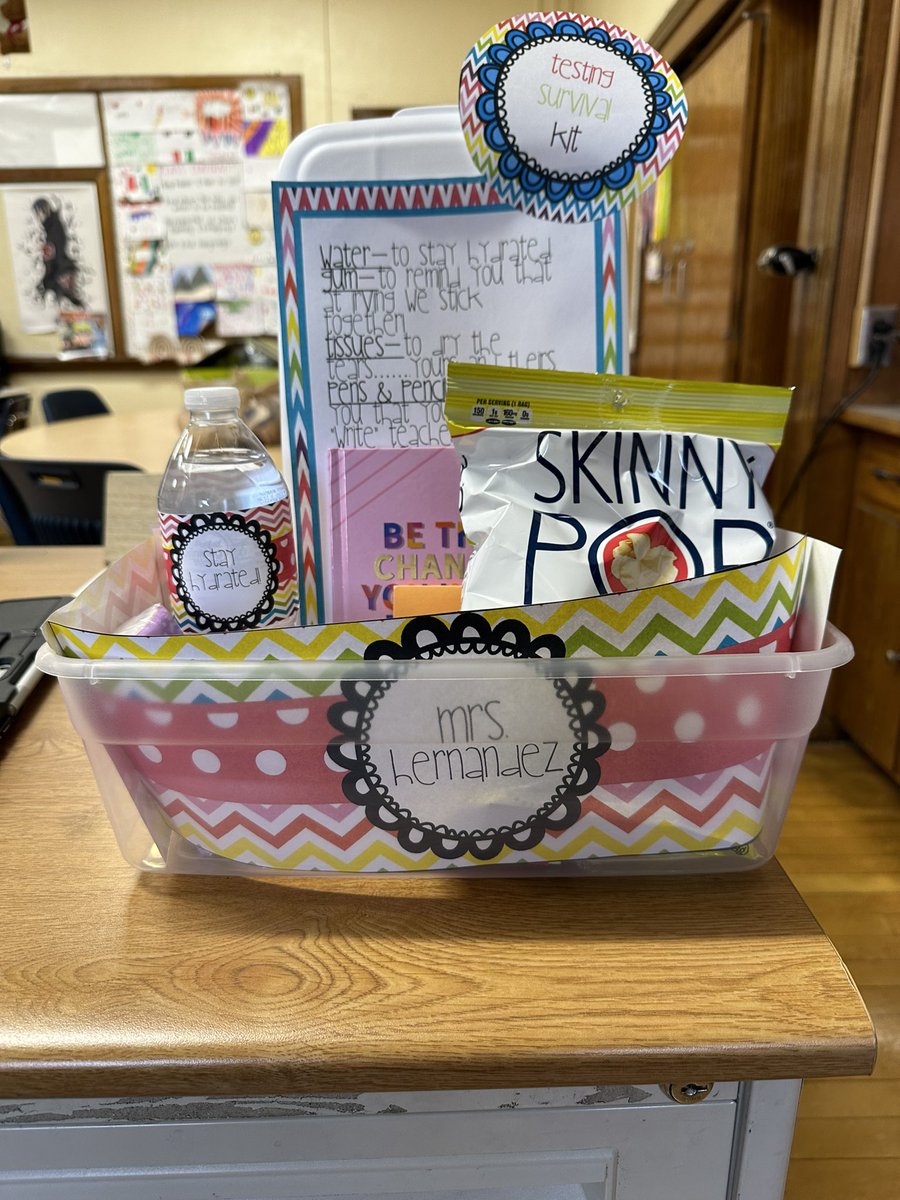 Thanks to our first grade buddies in <a href="/1stGradeMrsO/">Valerie Ortiz</a> class for the basket and llama poster! The rest of the posters were made by my students for each other to look at during state testing. They sure know how to cheer each other on! #wpsproud #irvingshines ❤️🥹