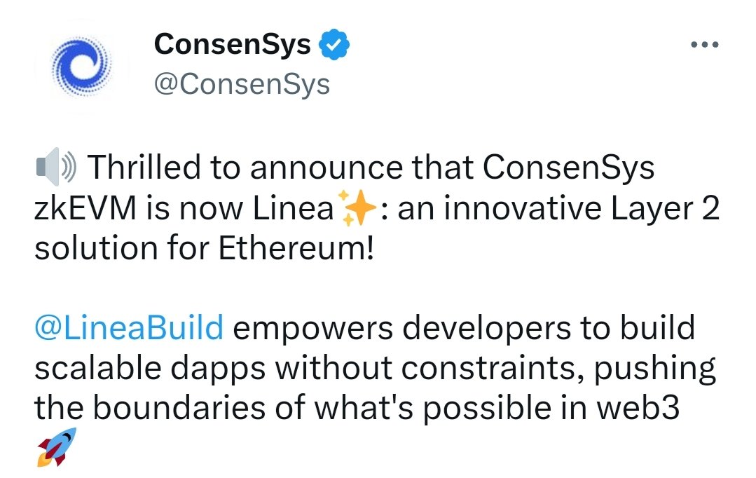 TrickyDao's tweet photo. 🔊🔊 #ConsenSys Today Announced Its #Zkevm Called #LineaBuild 

✍️✍️ @LineaBuild Is A developer ready zk rollup powered by @ConsenSys 

🚨🚨 Don't Forget #Consensys Has Already Raised $726 Million In Its Funding 

Let's Test It Out Now 👇👇 https://t.co/wNzXTIgGes