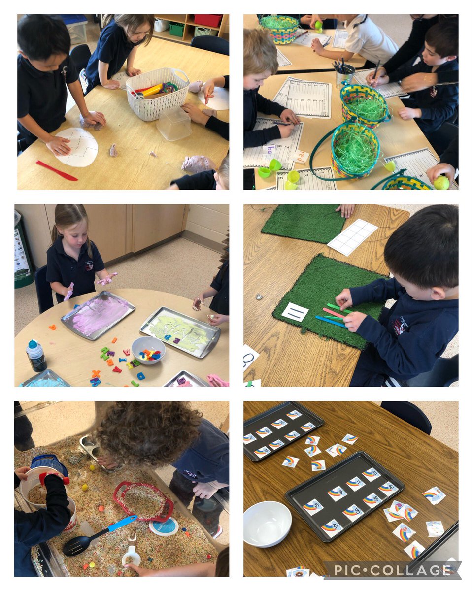 Let the Easter fun begin!!! Egg word Hunt, Playdough Wgg decorating, Neon shaving cream letters, rainbow match and rice sensory💙❤️🌈🐰