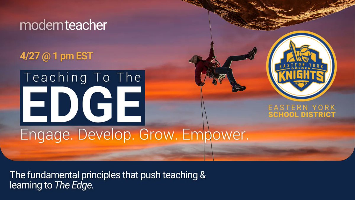 Join Modern Teacher CEO &amp; The Eastern York Team for a candid conversation about shifting culture and achieving modern learning at scale. 
Register Today: buff.ly/3njQCM2 
#Webinar #Free #Modernteacher #Personalized #Blended #CBE #Leadership #NCDC24
 <a href="/EasternYorkSD/">Eastern York </a>